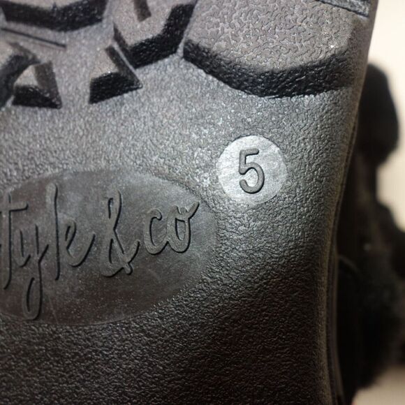 NEW Style & Co. Witty Black Suede Winter Snow Boots Shoes Women's Size 5 - Picture 7 of 8